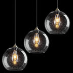 Amber Pendant Lights Kitchen Island 3 Pack, 5.9 in Seeded Glass Globe