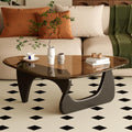 Coffee Table for Living Room Mid Century Modern Center Table with Glass Top and Wood, 32 Inch, Brown/Walnut