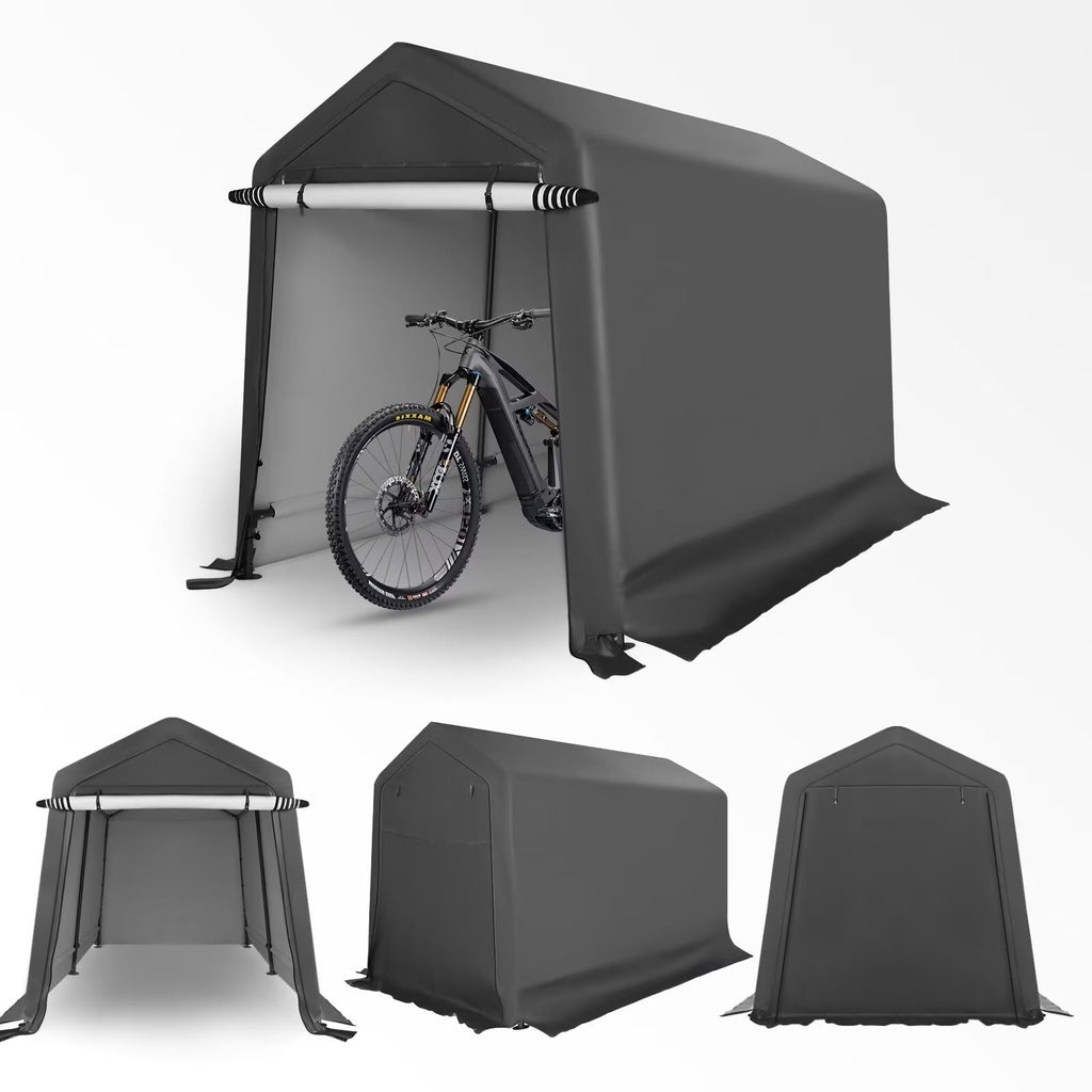 Abba Patio 7'x 12' Heavy Duty Portable Outdoor Storage Shelter Canopy, Waterproof Carport, All-Season Use, Grey