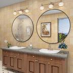 Round Metal Black Frame Bathroom Vanity Mirror, Wall Mounted Decorative Mirror