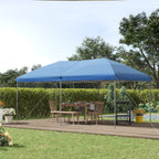 Outsunny 10' x 19' Pop Up Canopy with Easy Up Steel Frame, 3-Level Adjustable Height and Carrying Bag, Sun Shade Event Party Tent for Patio, Backyard, Garden, Blue