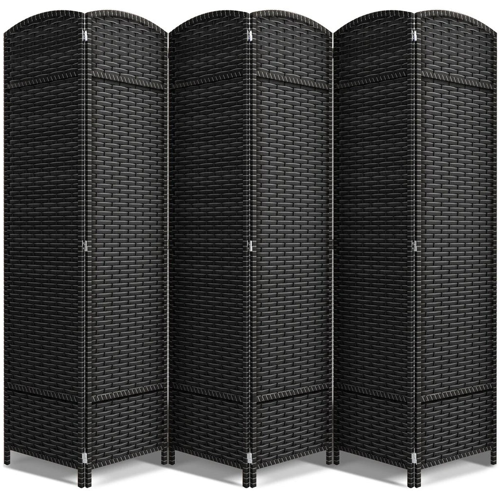 6 Panel Room Divider, 6ft Tall Extra Wide Folding Privacy Screen with Hand-Woven Mesh Panels