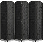 6 Panel Room Divider, 6ft Tall Extra Wide Folding Privacy Screen with Hand-Woven Mesh Panels