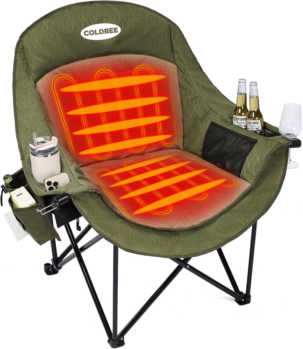 2PCS Oversized Camping Chairs, Heavy Duty Padded, Thick Headrest, Black
