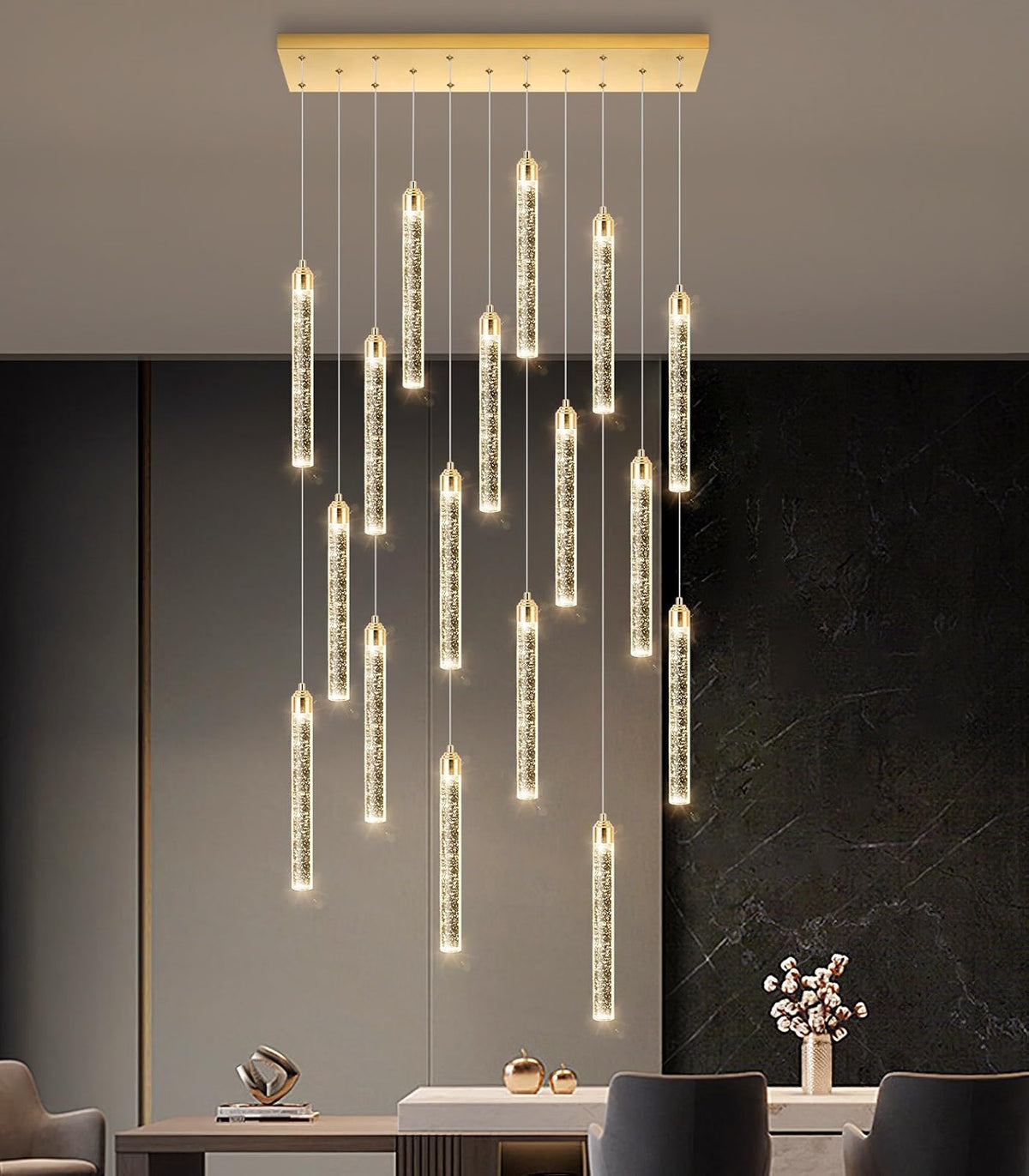 Modern Crystal Pendants Lighting Mini Chandelier for Kitchen Island LED Dimmable Ceiling Handing Lighting Adjustable Flush Mount Ceiling Light for Dining Room Hallway