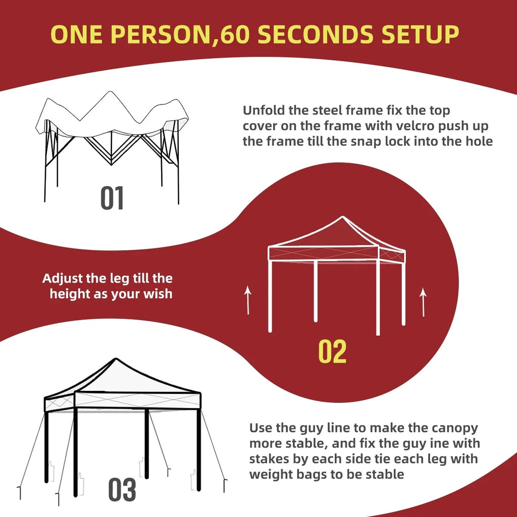 10x10 Pop Up Canopy Tent With Durable Silver Coated Cover And Adjustable Slant Legs, Easy Setup Outdoor Patio Instant Sun Shelter - Blue, Included 1 x Storage Carry Bag, 4 x Guylines, 8 x Stakes