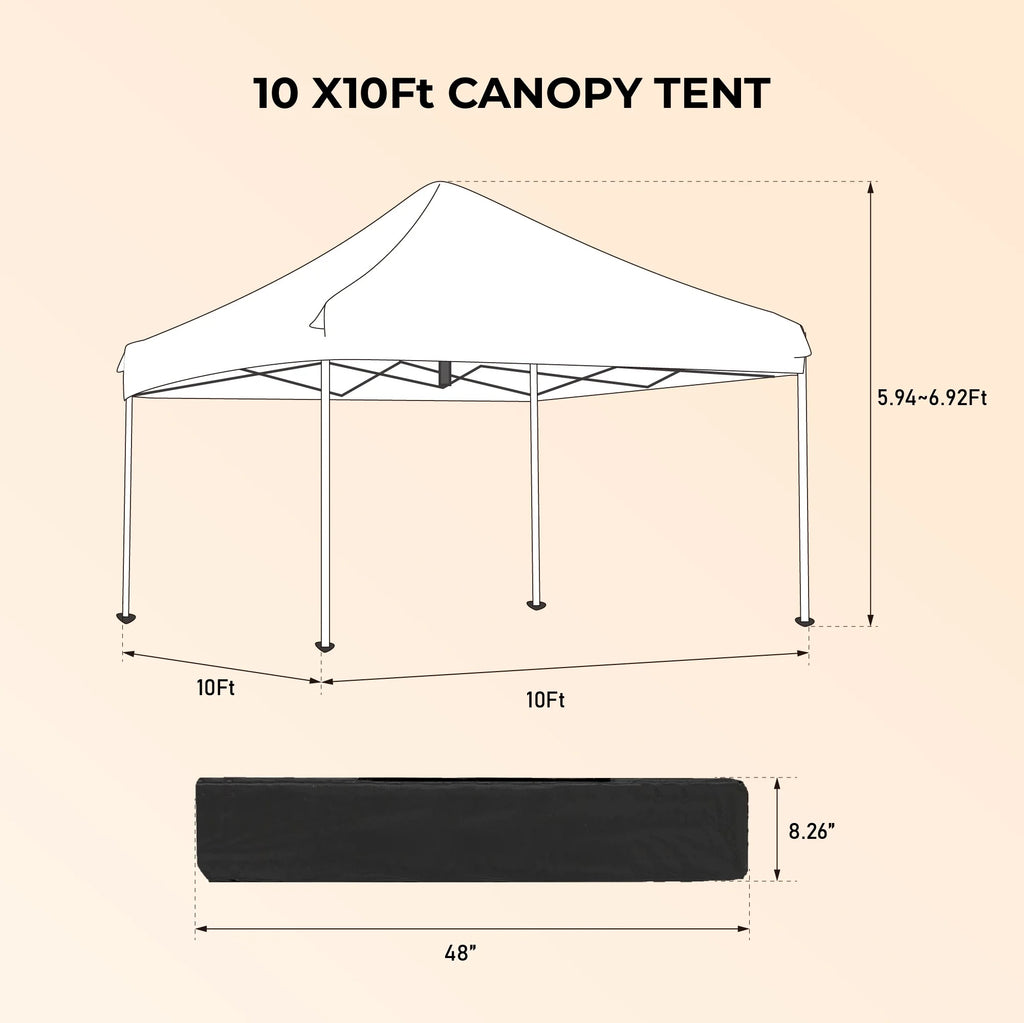IVV 10x10FT Pop Up Canopy Tent, Outdoor Instant Slant Legs Gazebo Shelter with Carrying Bag, Portable for Patio Deck Garden and Beach - Blue