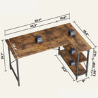 Small L Shaped Computer Desk with Storage Shelves, Compact Corner Workstation for Home Office and Study