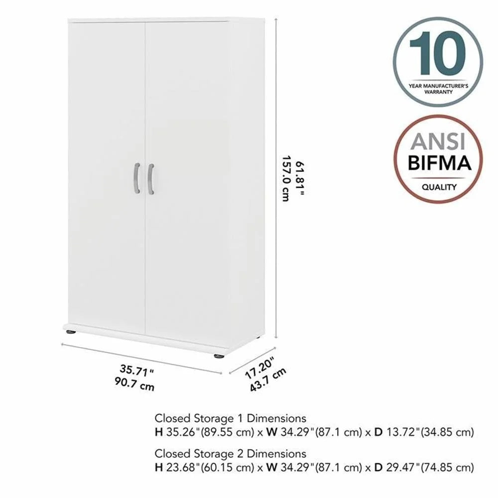 Pemberly Row Tall Garage Storage Cabinet in Platinum Gray - Engineered Wood