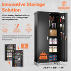 Aobabo 72 Inch Locking Storage Cabinet w/ Adjustable Shelves, Gray