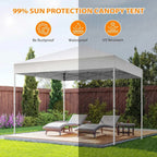 Puppys 10 X 10ft Pop Up Canopy Tent Easy Set up Outdoor Instant Straight Legs Portable Gazebo Shelter with Wheeled Bag for Camp Beach Patio and Garden (Blue)