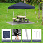 Canopy Tent, 10X10 FT Pop Up Canopy Outdoor Instant Tent Slant Legs with Carrying Bag, Portable Gazebo Shelter for Patio Deck Garden and Beach - 8X8 FT Canopy Cover (Dark Blue)