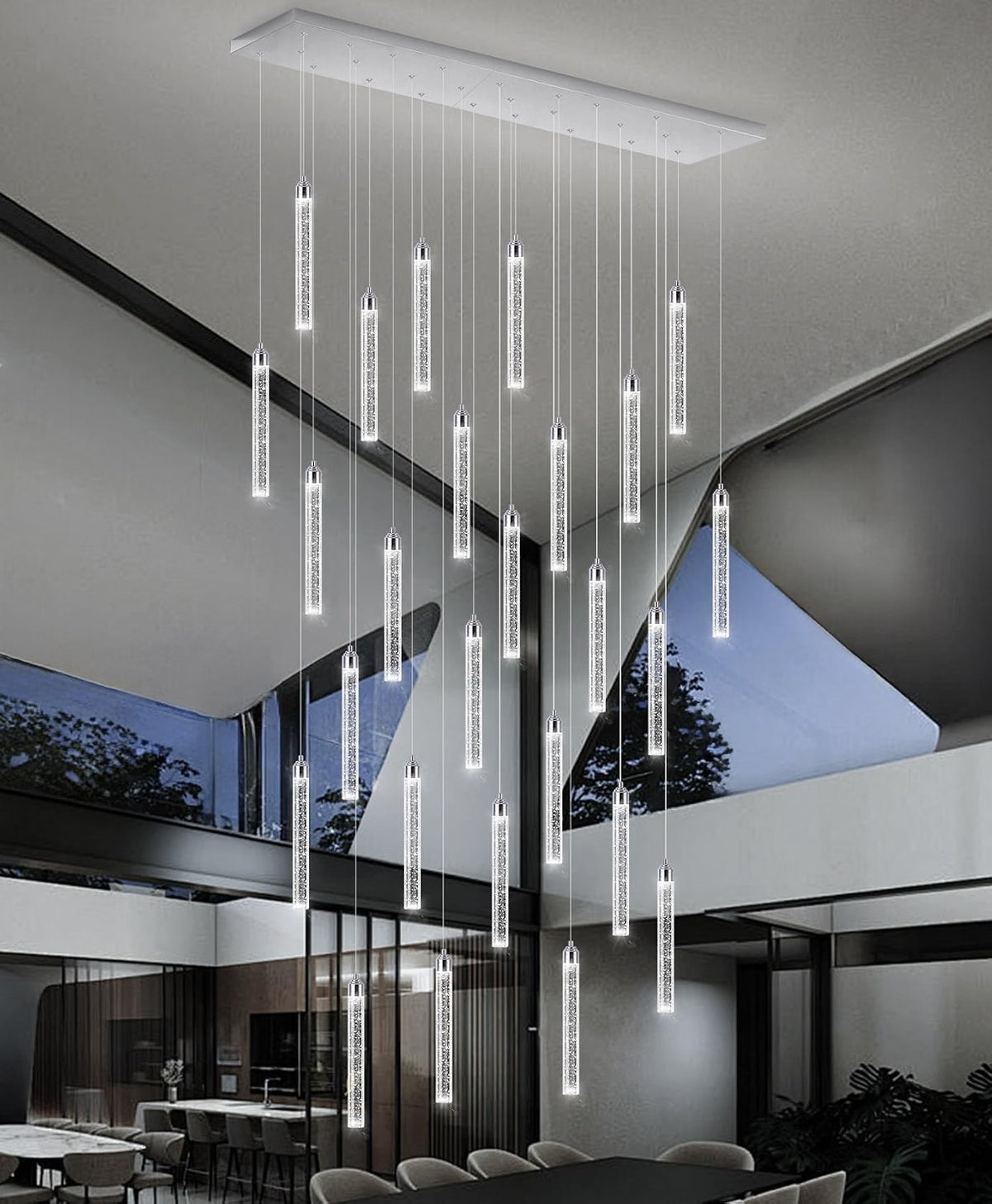 Modern Crystal Pendants Lighting Mini Chandelier for Kitchen Island LED Dimmable Ceiling Handing Lighting Adjustable Flush Mount Ceiling Light for Dining Room Hallway