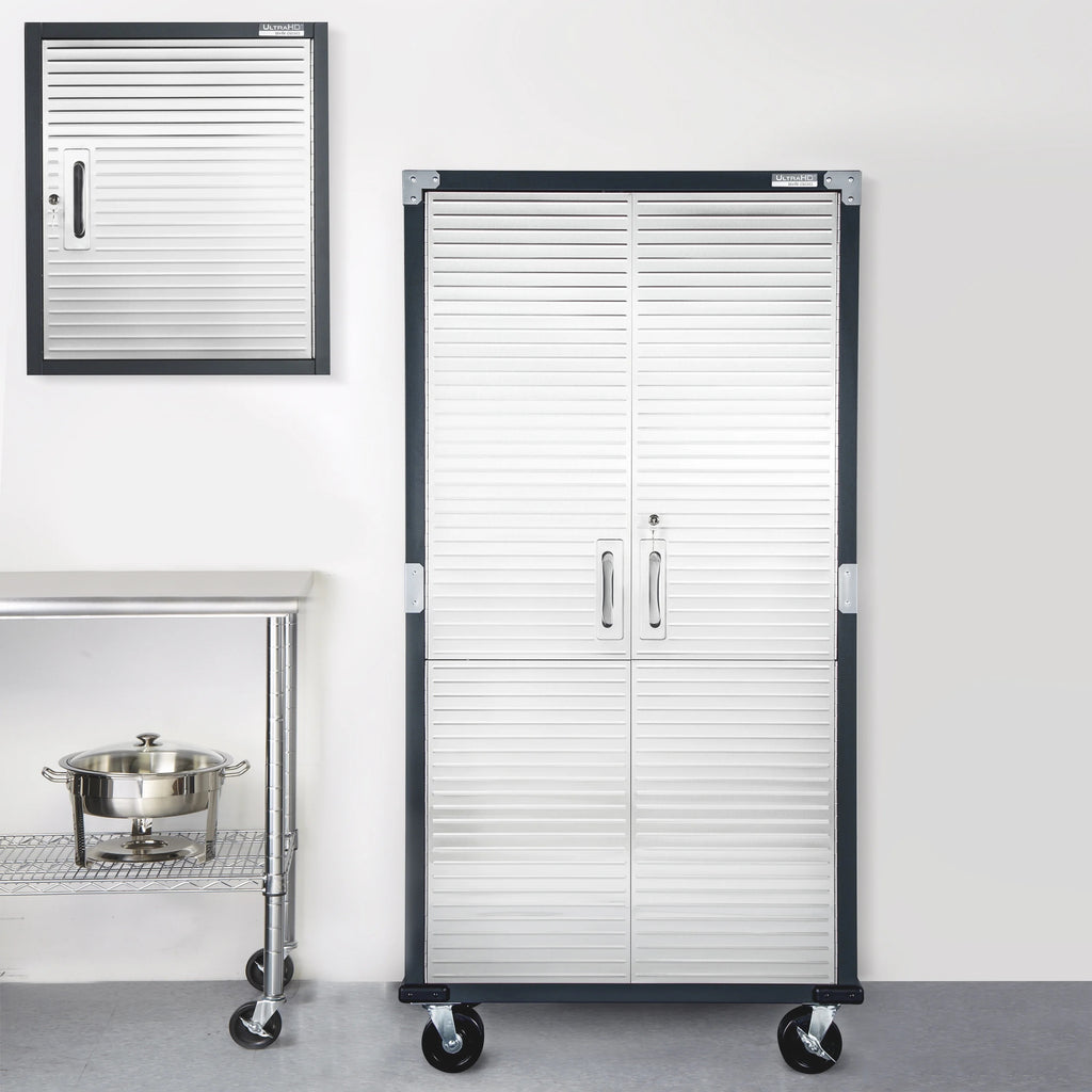 Seville Classics UltraHD? Solid Steel Lockable Metal Storage Wall Cabinet Organizer, w/ Adjustable Shelf, 24" W x 12" D x 28" H, Graphite
