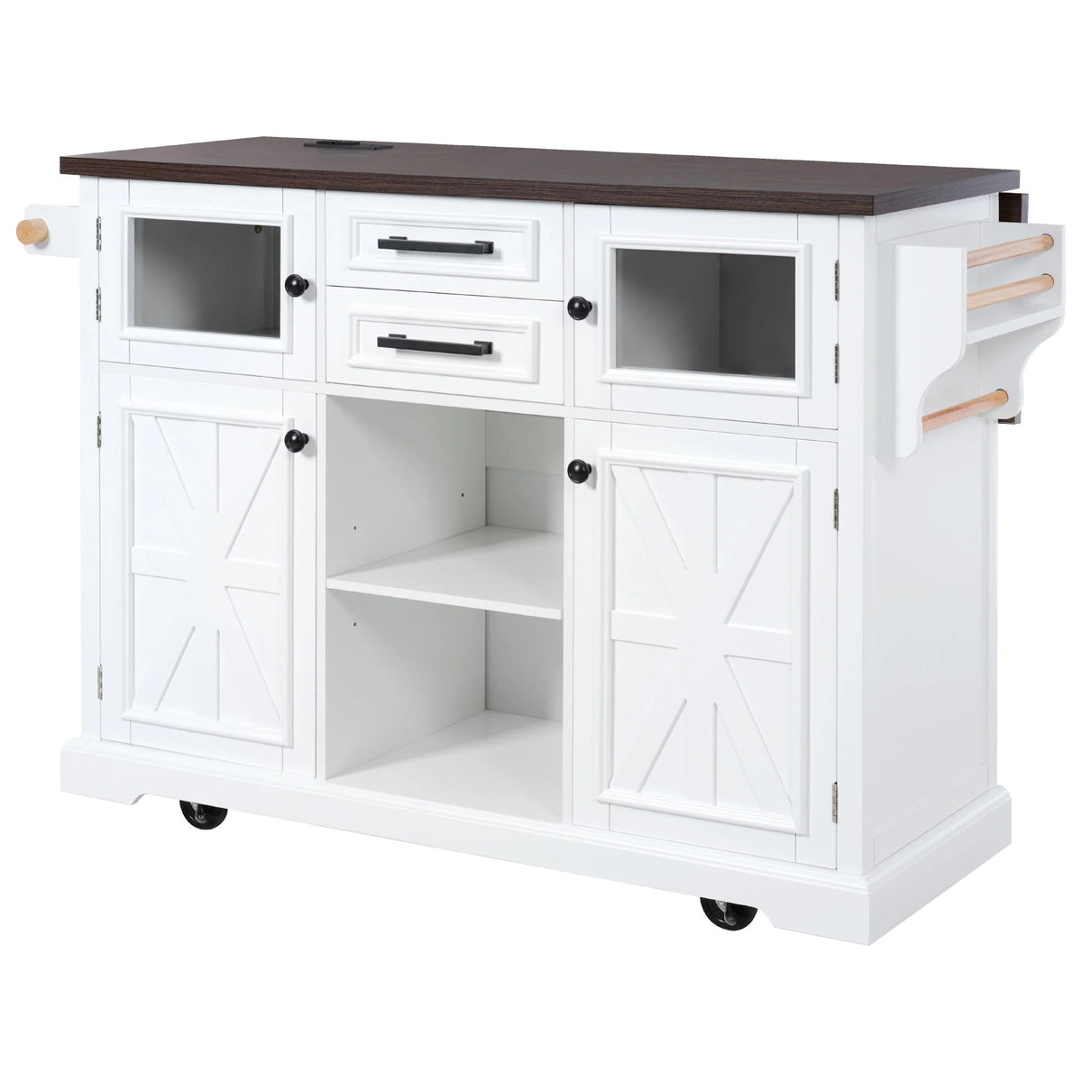 Homy Casa Rolling Garage Storage Cabinet with Drop Leaf, Charging Station for Office Gym, School