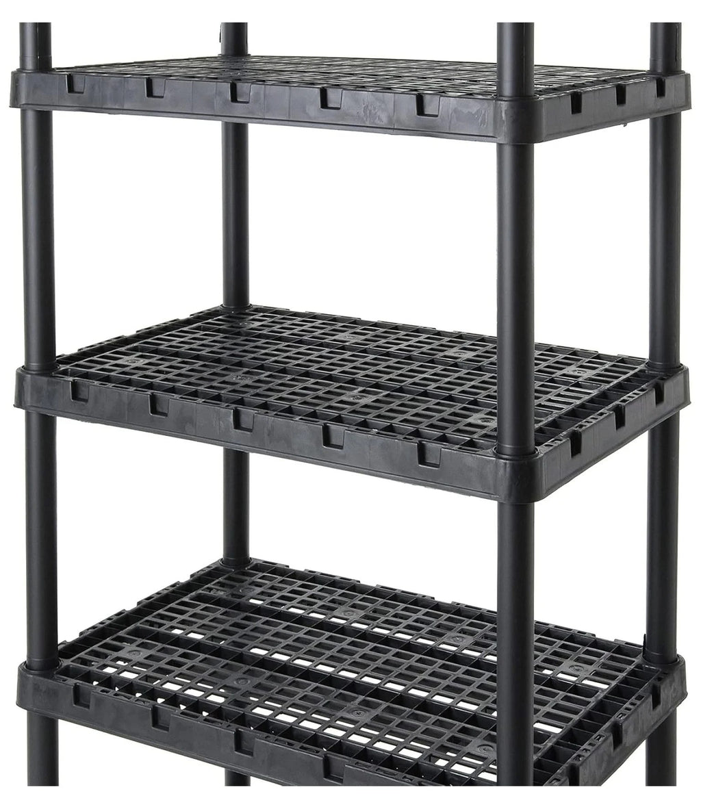 5 Shelf Knect-A-Shelf Ventilated Extra Heavy Duty Storage Unit Organizer System for Home, Garage, Basement, and Laundry, Black