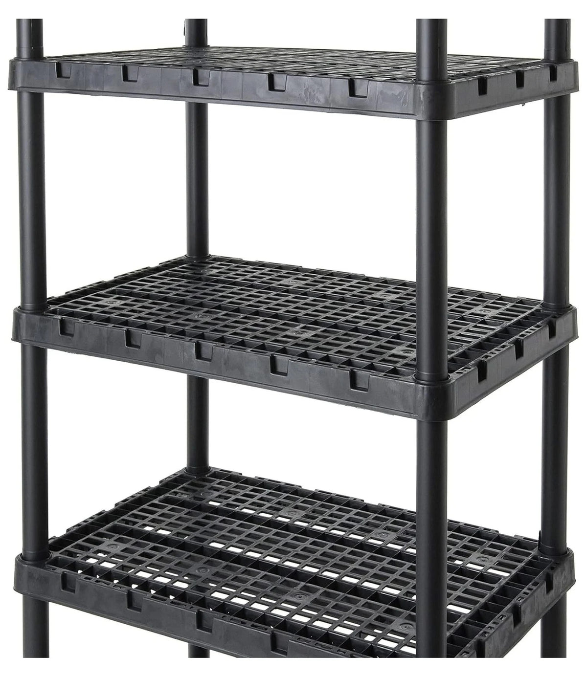 5 Shelf Knect-A-Shelf Ventilated Extra Heavy Duty Storage Unit Organizer System for Home, Garage, Basement, and Laundry, Black