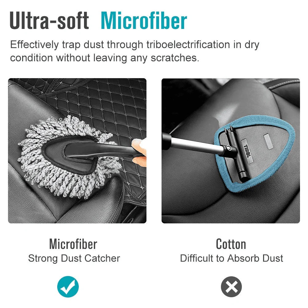 Multi-Functional Microfiber Car Duster Interior & Exterior Dash Dust Cleaner, Cleaning Detail Brush Dusting Washing Tool Kit for Car Home Kitchen Computer California Cleaning Products