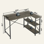 Small L Shaped Computer Desk with Storage Shelves, Compact Corner Workstation for Home Office and Study