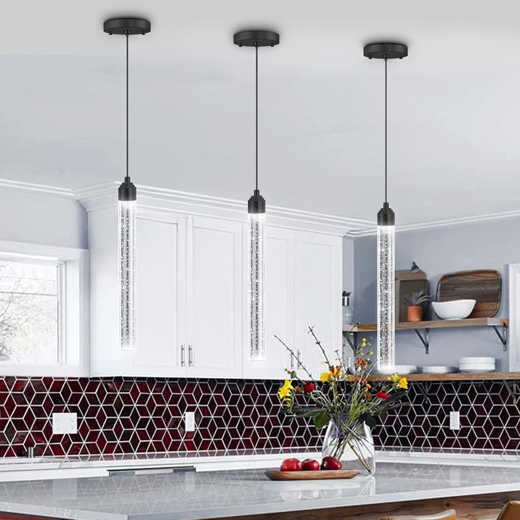 Modern Crystal Pendants Lighting Mini Chandelier for Kitchen Island LED Dimmable Ceiling Handing Lighting Adjustable Flush Mount Ceiling Light for Dining Room Hallway