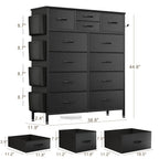 12 Drawer Fabric Dresser, Tall Bedroom Chest of Drawers with Storage