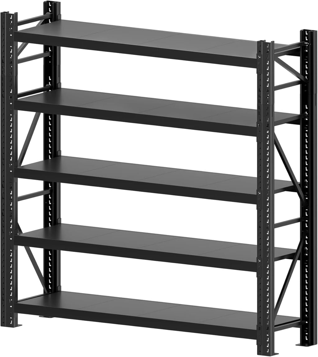 Ztysn Heavy Duty 5 tier Garage Metal Shelving Units Storage for 8000lbs,Adjustable Basement Industrial Shelves Pallet Racking Tool Organize,Black