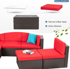 5-Piece All-Weather Patio Furniture Set with Ottoman, Outdoor Wicker Conversation Sofa Set with Cushions for Garden, Deck & Backyard