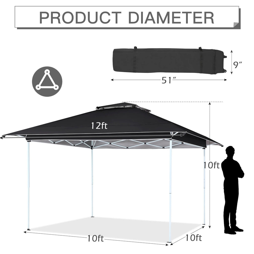AVAWING 12x12 ft Outdoor Pop-up Canopy Party Tent Easy Setup Patio Wedding Tent, Khaki