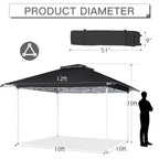 AVAWING 12x12 ft Outdoor Pop-up Canopy Party Tent Easy Setup Patio Wedding Tent, Khaki