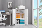 Metal Storage Cabinet with Locking Doors and Adjustable Shelf, Folding Filing Storage Cabinet, Rolling Storage Locker Cabinet for Home Office,School,Garage, White