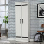 Pemberly Row Farmhouse Engineered Wood 2-Door Narrow Storage Cabinet in Salt Oak