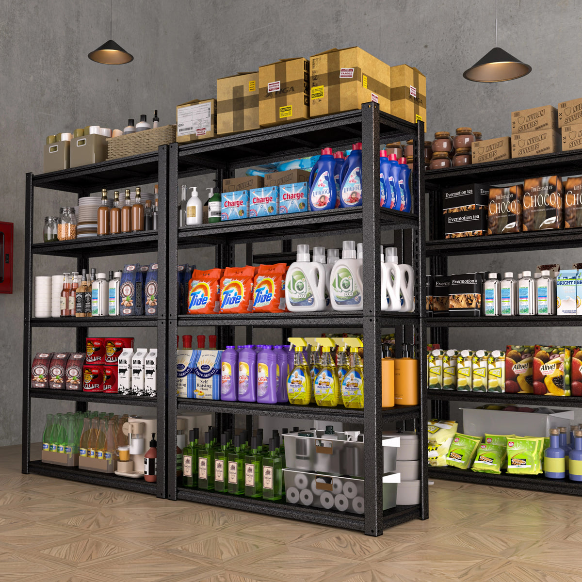 VEIKOUS 72 "H 5-Tier Metal Shelving, Heavy Duty Storage Rack w/ 2000Lbs Load Capacity for Garage, Basement, Shop, Black
