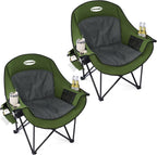 2PCS Oversized Camping Chairs, Heavy Duty Padded, Thick Headrest, Black