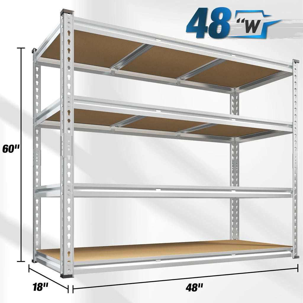 REIBII 48"W Heavy Duty Shelving 3000LBS Steel Shelving Adjustable Garage Storage Industrial Shelf,48"W x 24"D x 72"H