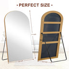 Arched Full Length Wood Floor Mirror, Full Body Standing and Wall Mounted Mirror for Bedroom, Living Room and Home Decor