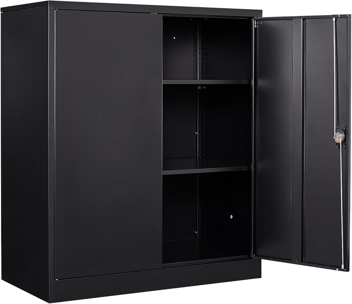 HLL 36 inch Metal Storage Cabinet with Doors and Shelves,Small Black Locking Garage Cabinet,Lockable Short Steel Cabinets for Home,Office,Shop,Garage