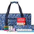 American Mahjong Set with Blue Carrying Bag, 166 White Tiles, 4 All-in-One Rack/Pushers, Mahjong Tiles Set (Ma Jong, Mah-Jongg, Majiang)