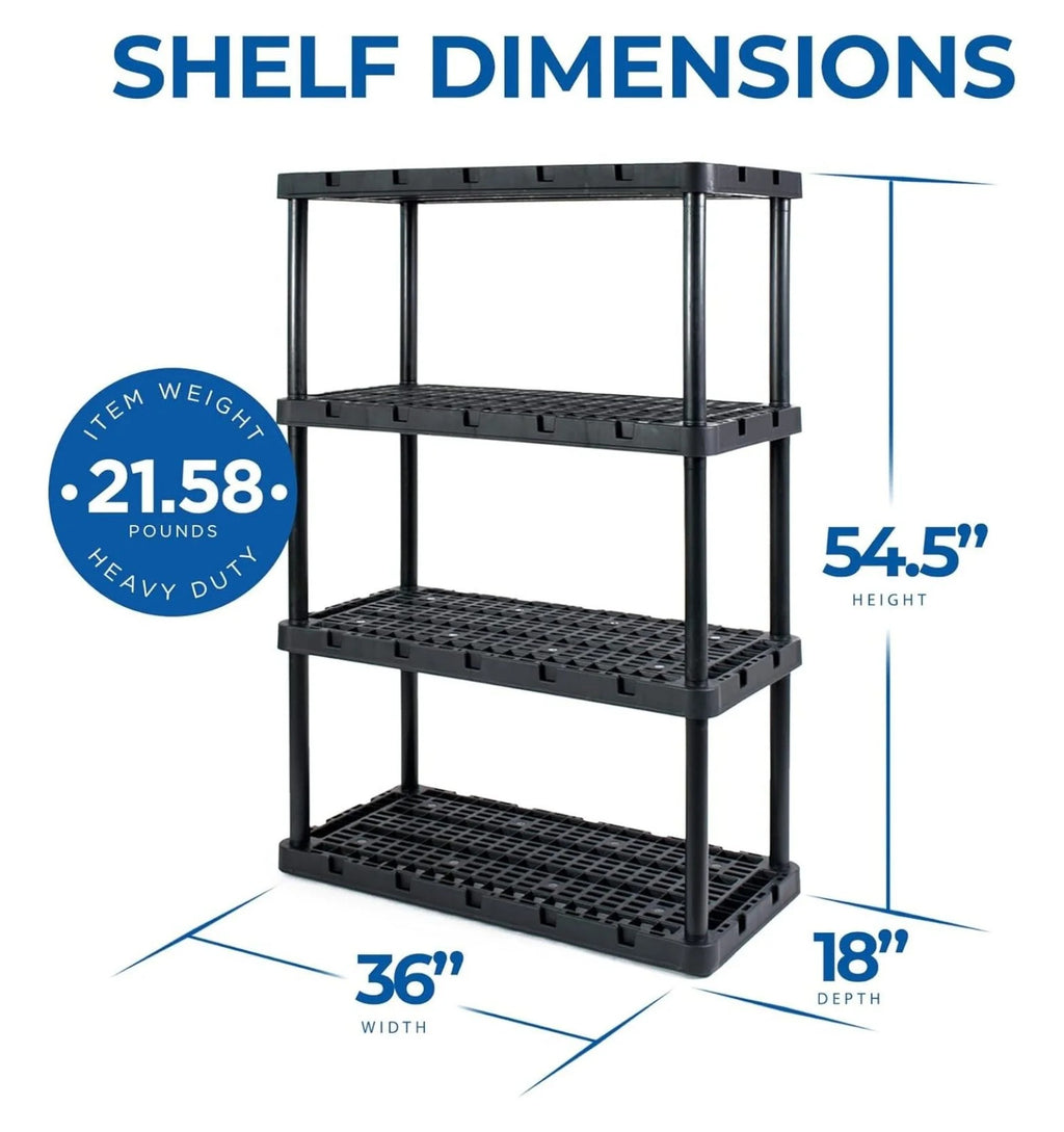 5 Shelf Knect-A-Shelf Ventilated Extra Heavy Duty Storage Unit Organizer System for Home, Garage, Basement, and Laundry, Black