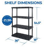 5 Shelf Knect-A-Shelf Ventilated Extra Heavy Duty Storage Unit Organizer System for Home, Garage, Basement, and Laundry, Black