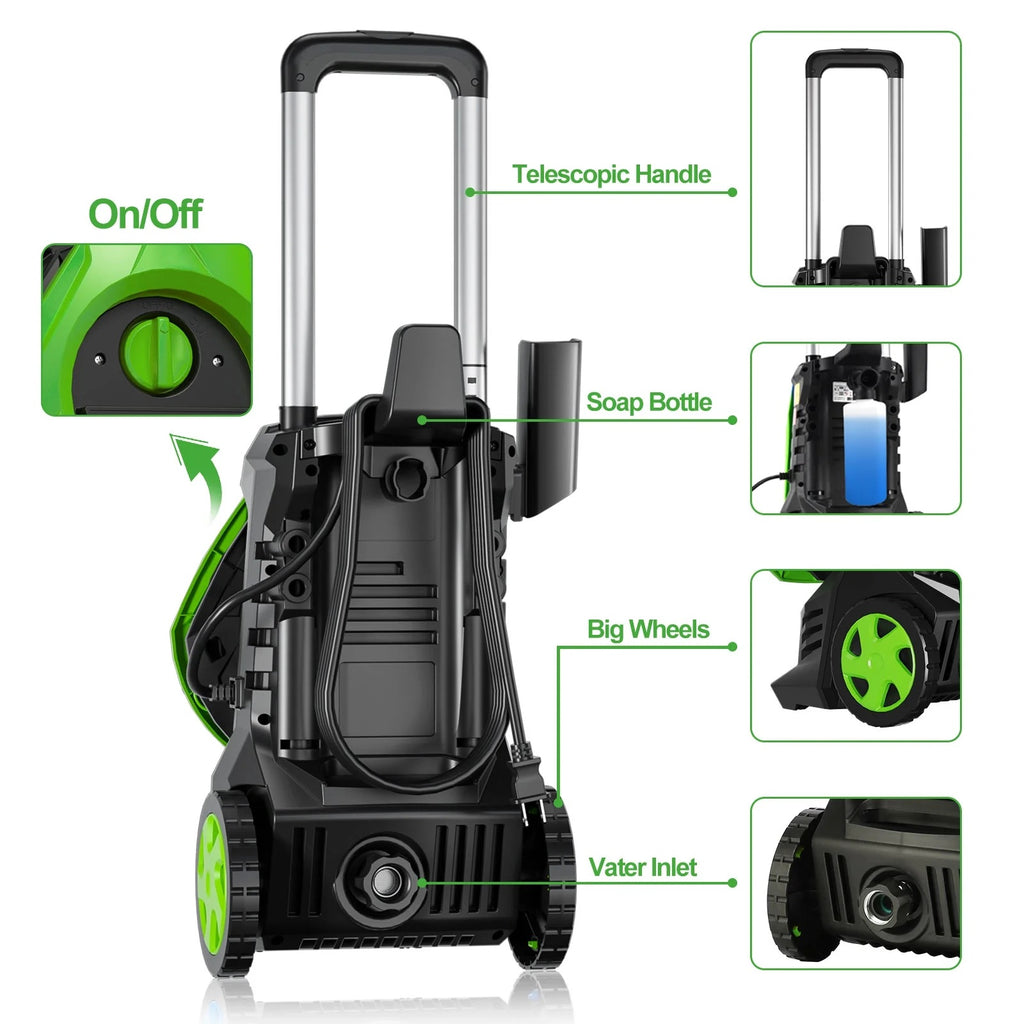 Electric Pressure Washer 4800PSIMax 2.9GPM Pressure Washer with 25 Ft Hose, 16.4 Ft Power Cord, Soap Tank Car Wash Machine Blue Ideal Cleaning for pool, Car, Patio