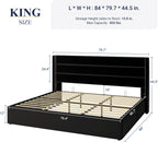 Queen Size Lift Up Storage Bed with Wingback Headboard, Upholstered Platform Bed Frame with Hidden Storage