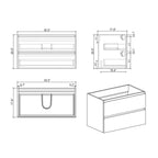 Wall Mount Bathroom Cabinet Without Basin, Gray Two-Drawer Storage Unit with Pre-Assembled Design for Space-Saving Modern Bathrooms