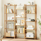 Wooden Triple Wide Bookshelf, 5-Tier Large Open Bookcase, White