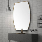Modern Oblong Metal Wall Mirror, Decorative Elongated Hanging Mirror for Living Room, Bedroom and Entryway