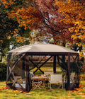 Towallmark Gazebos for Gardens,Pop-Up Screen Tent Gazebo, 12 x 12 Ft Camping Canopy Instant Shade, Featuring 6 Removable Privacy Canopy, and Made from 210D Oxford Fabric for Patio, Backyard