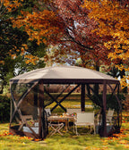 Towallmark Gazebos for Gardens,Pop-Up Screen Tent Gazebo, 12 x 12 Ft Camping Canopy Instant Shade, Featuring 6 Removable Privacy Canopy, and Made from 210D Oxford Fabric for Patio, Backyard