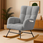 Nursery Rocking Chair, Teddy Glider Rocker with Pockets