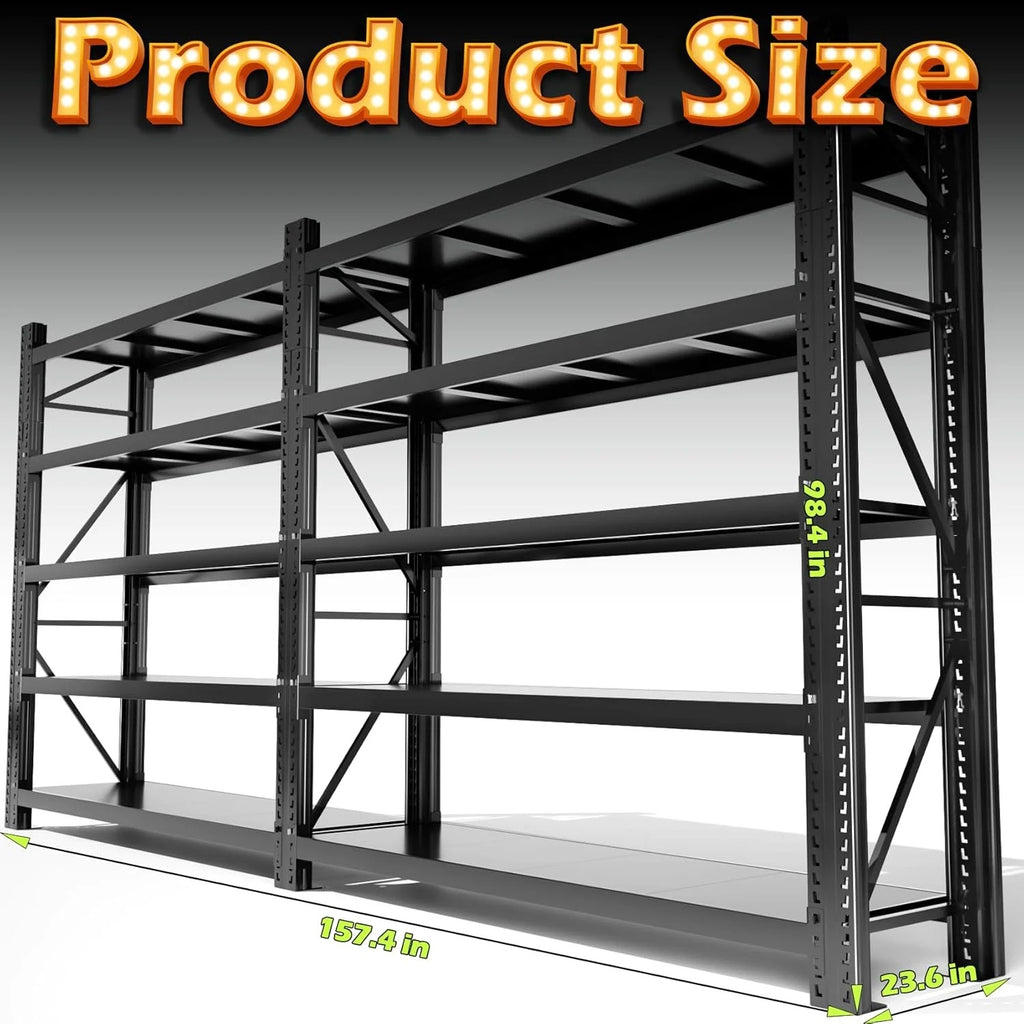 Ztysn Heavy Duty 5 tier Garage Metal Shelving Units Storage for 8000lbs,Adjustable Basement Industrial Shelves Pallet Racking Tool Organize,Black