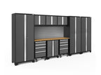 NewAge Products Bold Series Gray 10 Piece Cabinet Set, Heavy Duty 24-Gauge Steel Garage Storage System, Slatwall Included