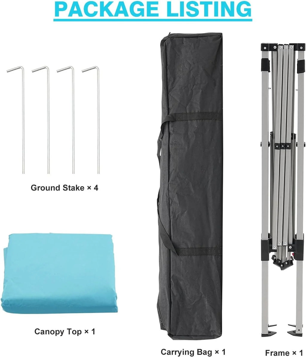 Canopy Tent, 10X10 FT Pop Up Canopy Outdoor Instant Tent Slant Legs with Carrying Bag, Portable Gazebo Shelter for Patio Deck Garden and Beach - 8X8 FT Canopy Cover (Dark Blue)